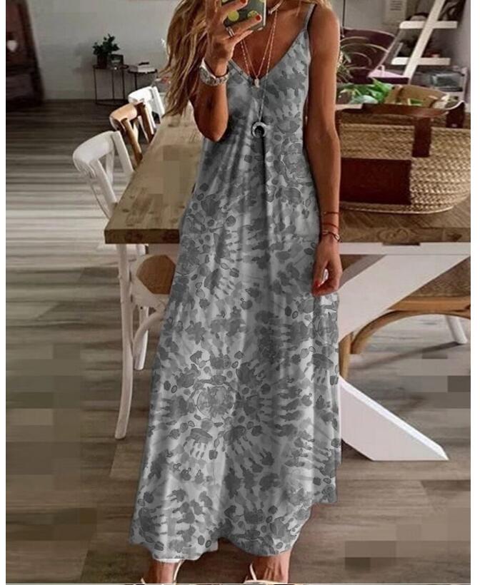 Women's Strap Dress Casual Vacation V Neck Printing Sleeveless Printing Flower Maxi Long Dress Daily display picture 6