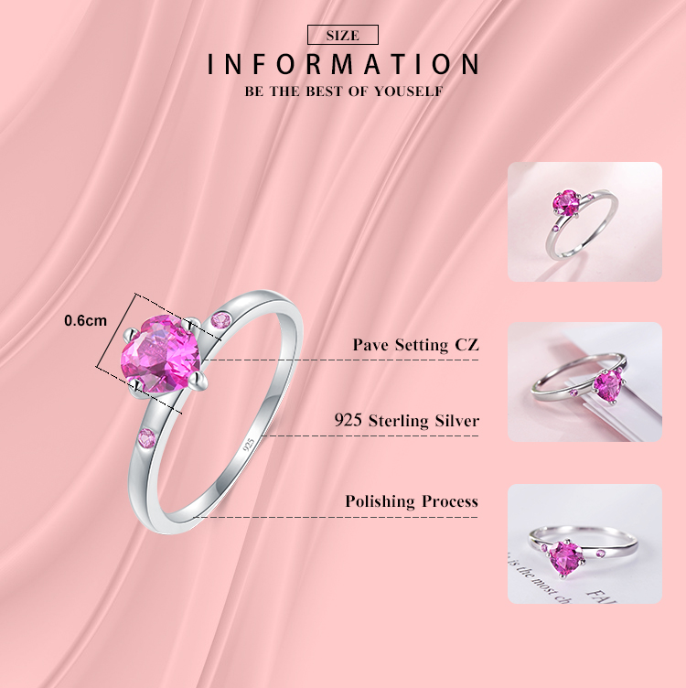 Elegant Heart Shape Sterling Silver Plating Inlay Zircon Rhodium Plated Rings display picture 2