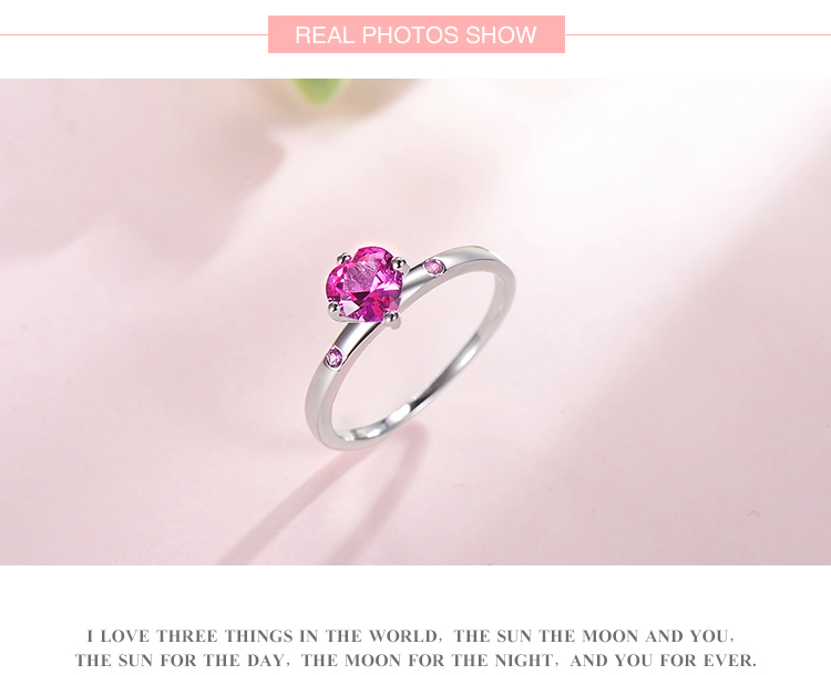 Elegant Heart Shape Sterling Silver Plating Inlay Zircon Rhodium Plated Rings display picture 4