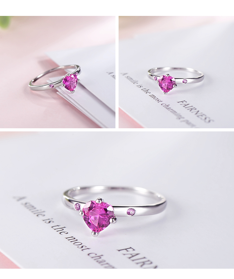 Elegant Heart Shape Sterling Silver Plating Inlay Zircon Rhodium Plated Rings display picture 5