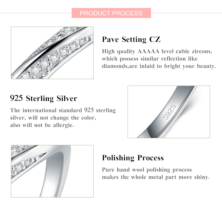 Elegante Einfache Stil Linien Sterling Silber Plating Inlay Zircon Rhodium Plattierte Ringe display picture 3
