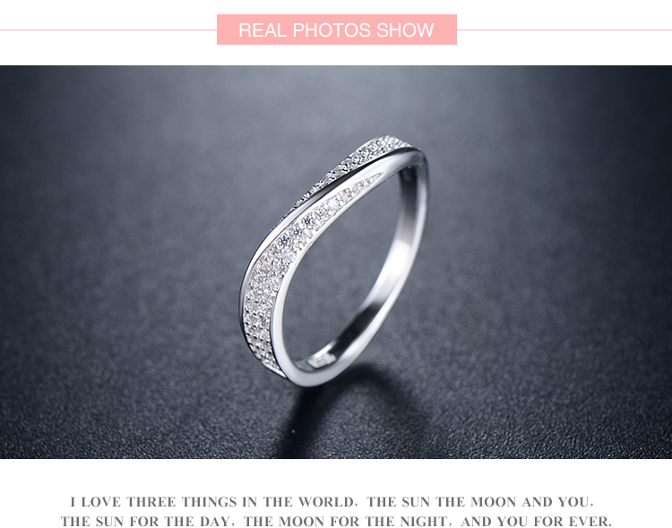 Elegant Simple Style Lines Sterling Silver Plating Inlay Zircon Rhodium Plated Rings display picture 4
