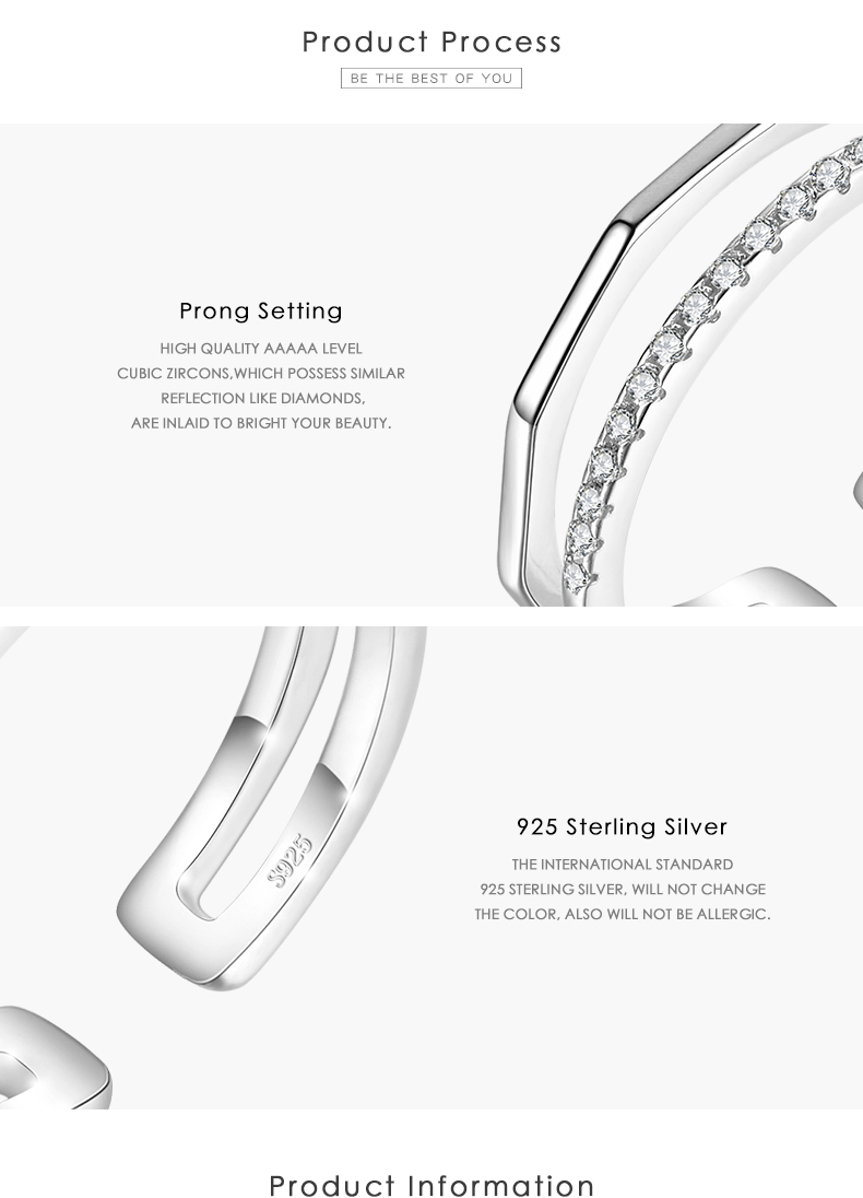 Einfacher Stil Linien Sterling Silber Überzug Inlay Zirkon Rosengoldbeschichtet Überzogen Mit Rhodium Offener Ring display picture 4