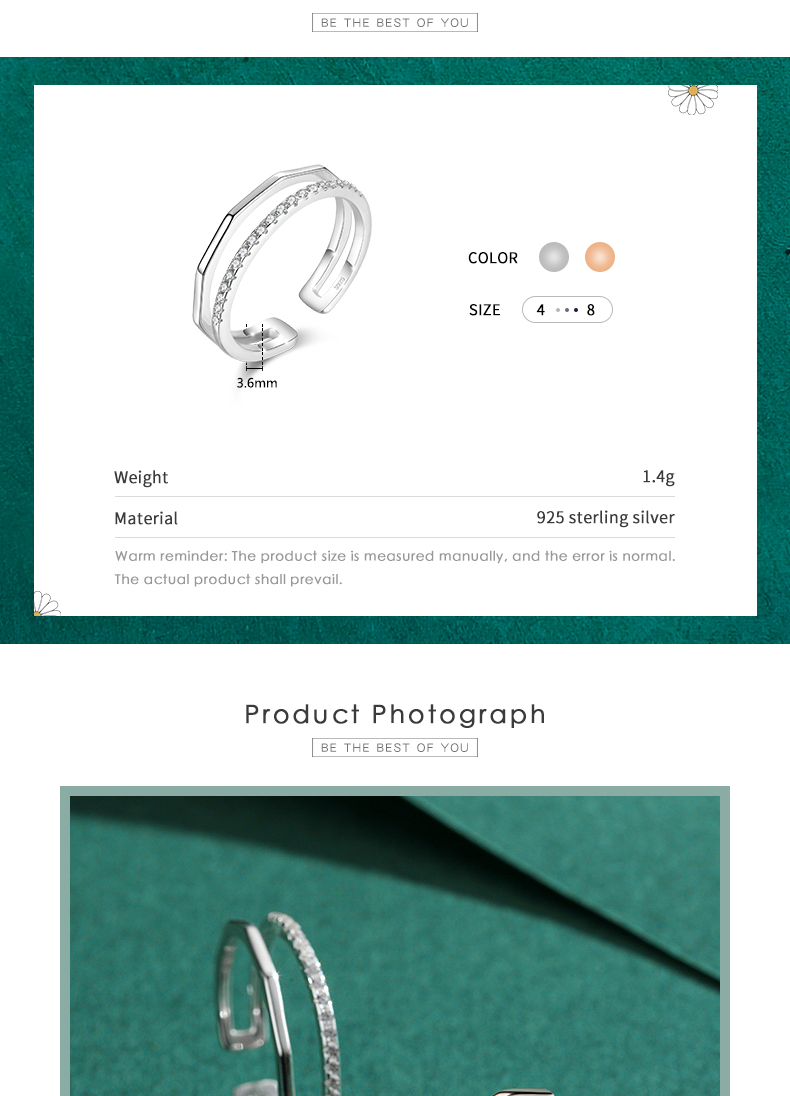 Simple Style Lines Sterling Silver Plating Inlay Zircon Rose Gold Plated Rhodium Plated Open Ring display picture 5