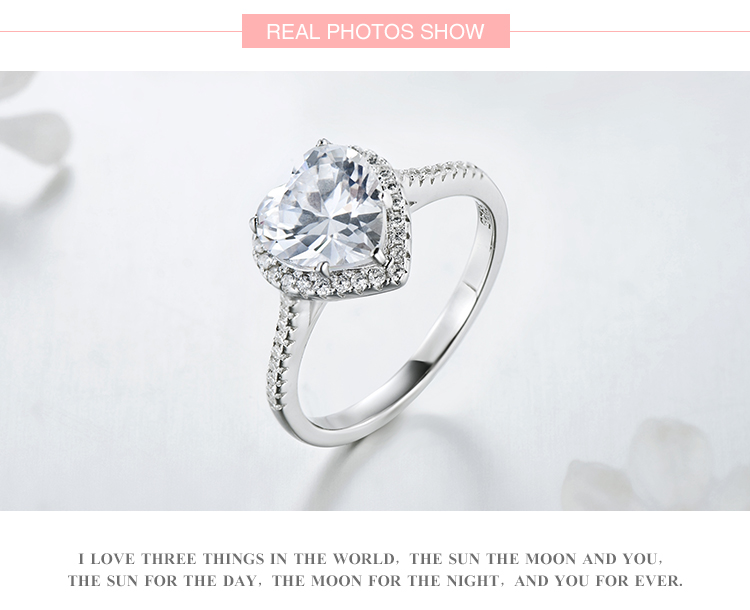 Ins Style Elegant Heart Shape Sterling Silver Plating Inlay Zircon Rhodium Plated Rings Necklace display picture 4