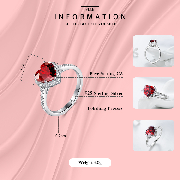 Elegant Vintage Style Heart Shape Sterling Silver Plating Inlay Zircon Rhodium Plated Rings Necklace display picture 2