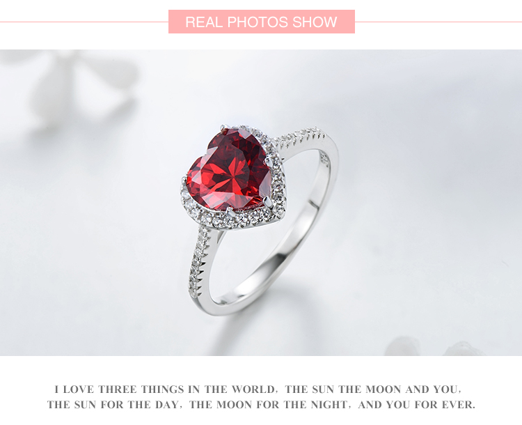 Elegant Vintage Style Heart Shape Sterling Silver Plating Inlay Zircon Rhodium Plated Rings Necklace display picture 4
