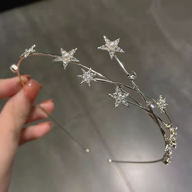 Women's Luxurious Simple Style Star Alloy Plating Inlay Artificial Rhinestones Hair Band display picture 3