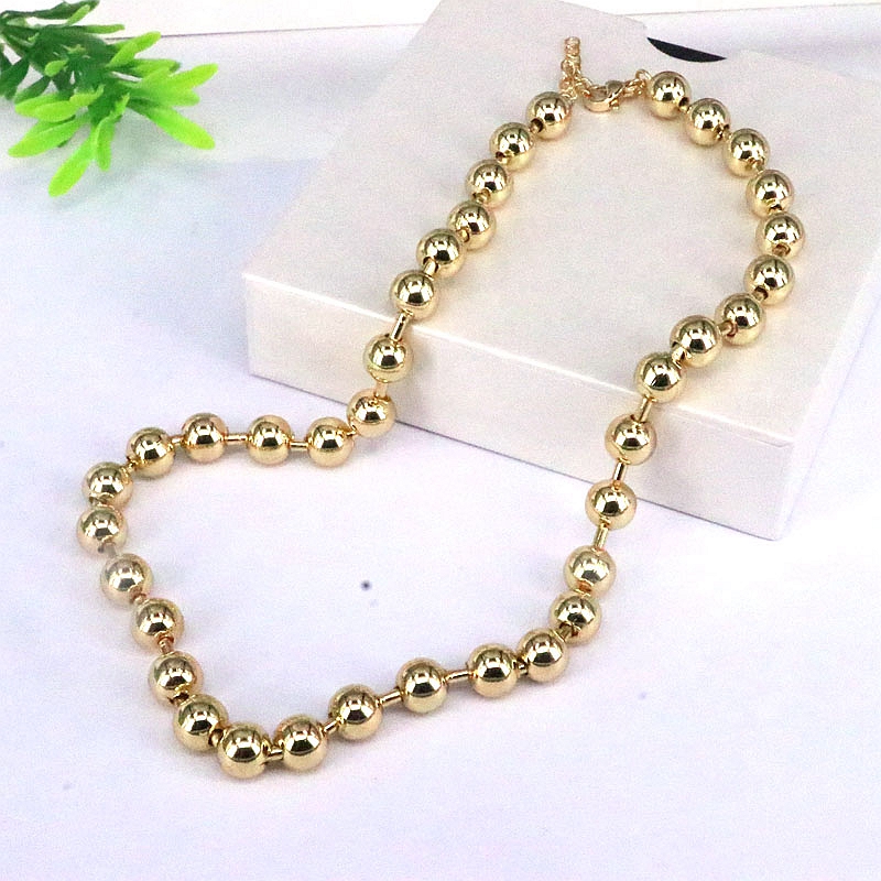 Ins Style Simple Style Round Solid Color Copper Gold Plated Necklace In Bulk display picture 4