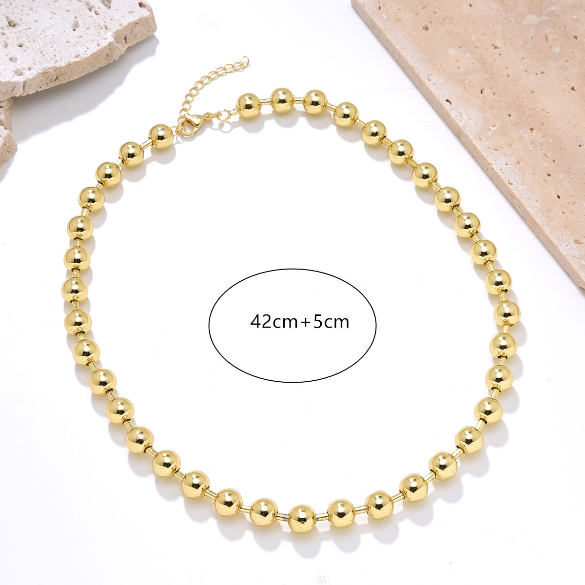 Ins Style Simple Style Round Solid Color Copper Gold Plated Necklace In Bulk display picture 5