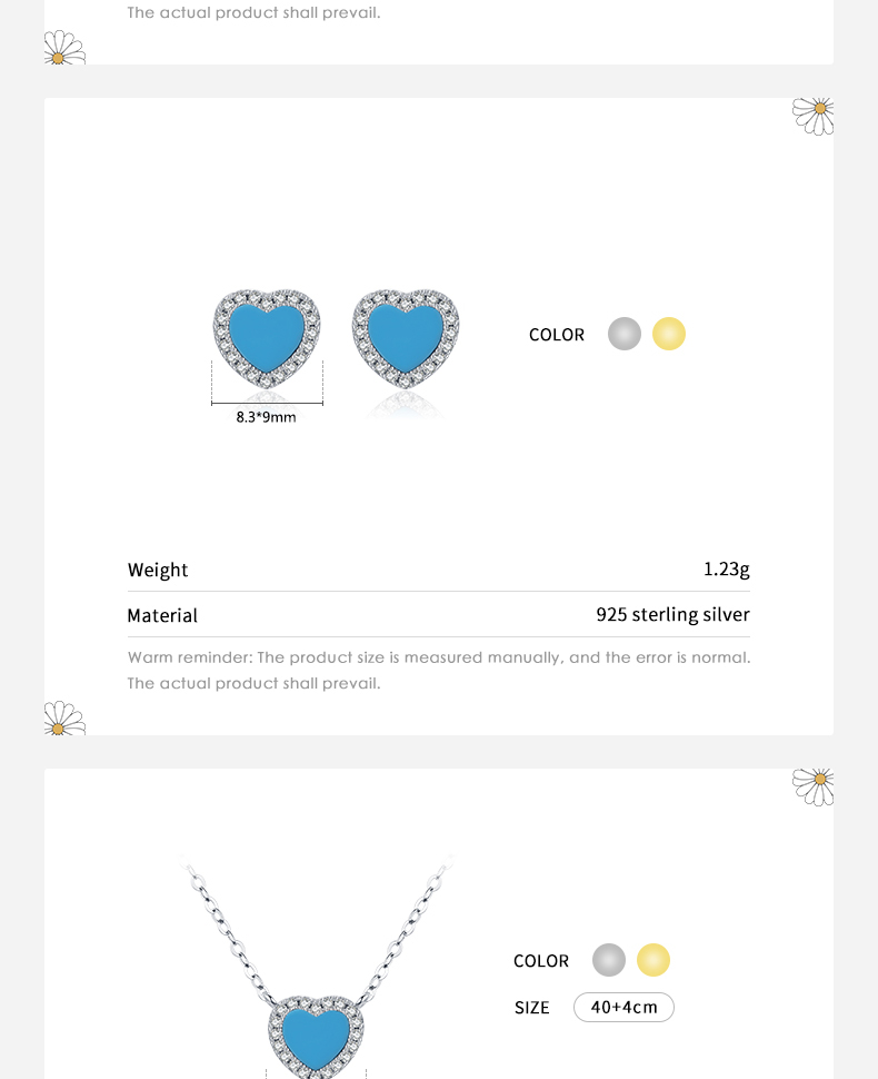 Elegant Heart Shape Sterling Silver Plating Inlay Turquoise Zircon 14k Gold Plated Rhodium Plated Rings Earrings Necklace display picture 6