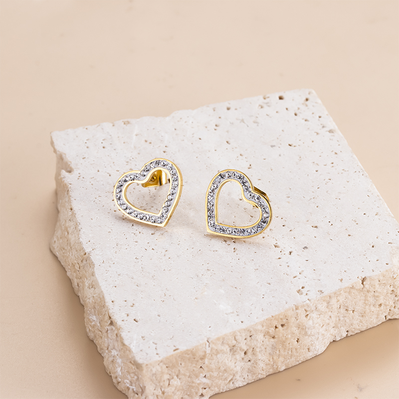 1 Pair Luxurious Shiny Oval Water Droplets Heart Shape Inlay 304 Stainless Steel Zircon Ear Studs display picture 6