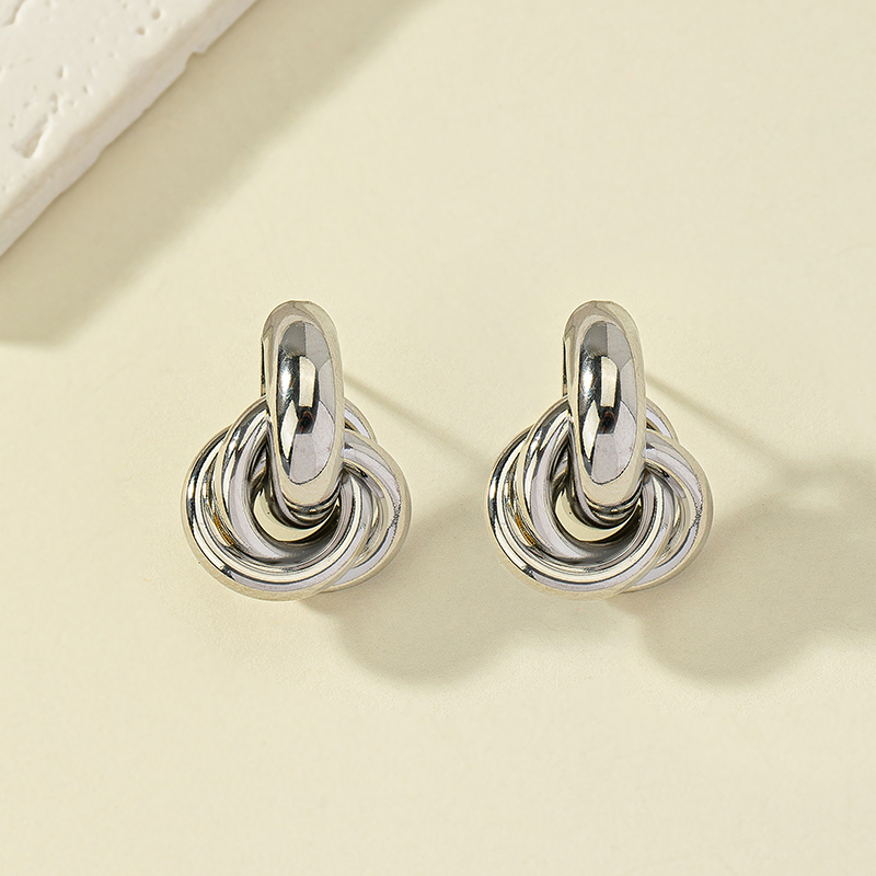 1 Pair Simple Style Round Plating Alloy Ear Studs display picture 1