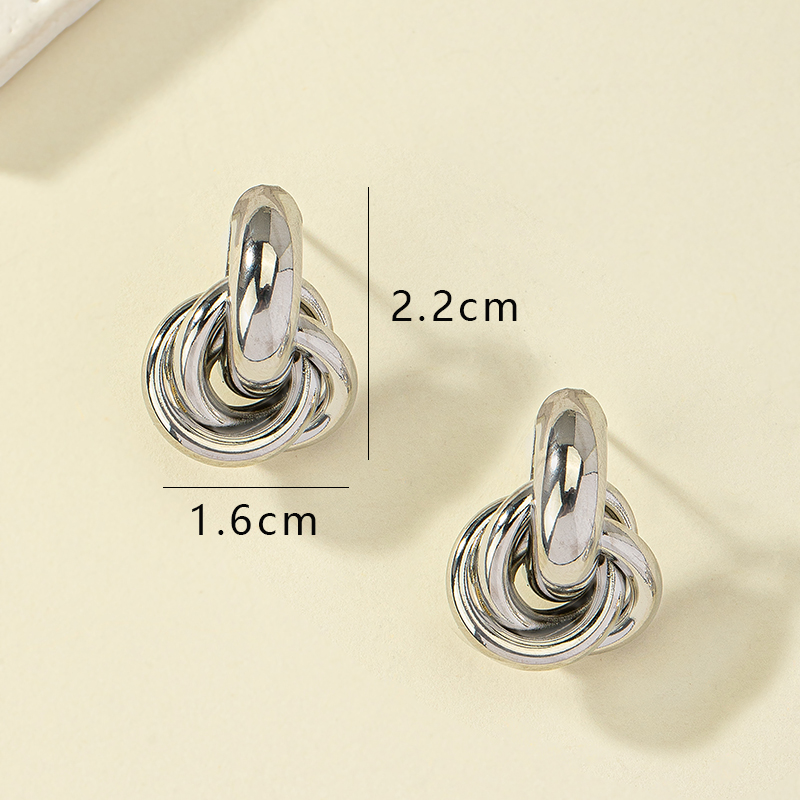 1 Pair Simple Style Round Plating Alloy Ear Studs display picture 5