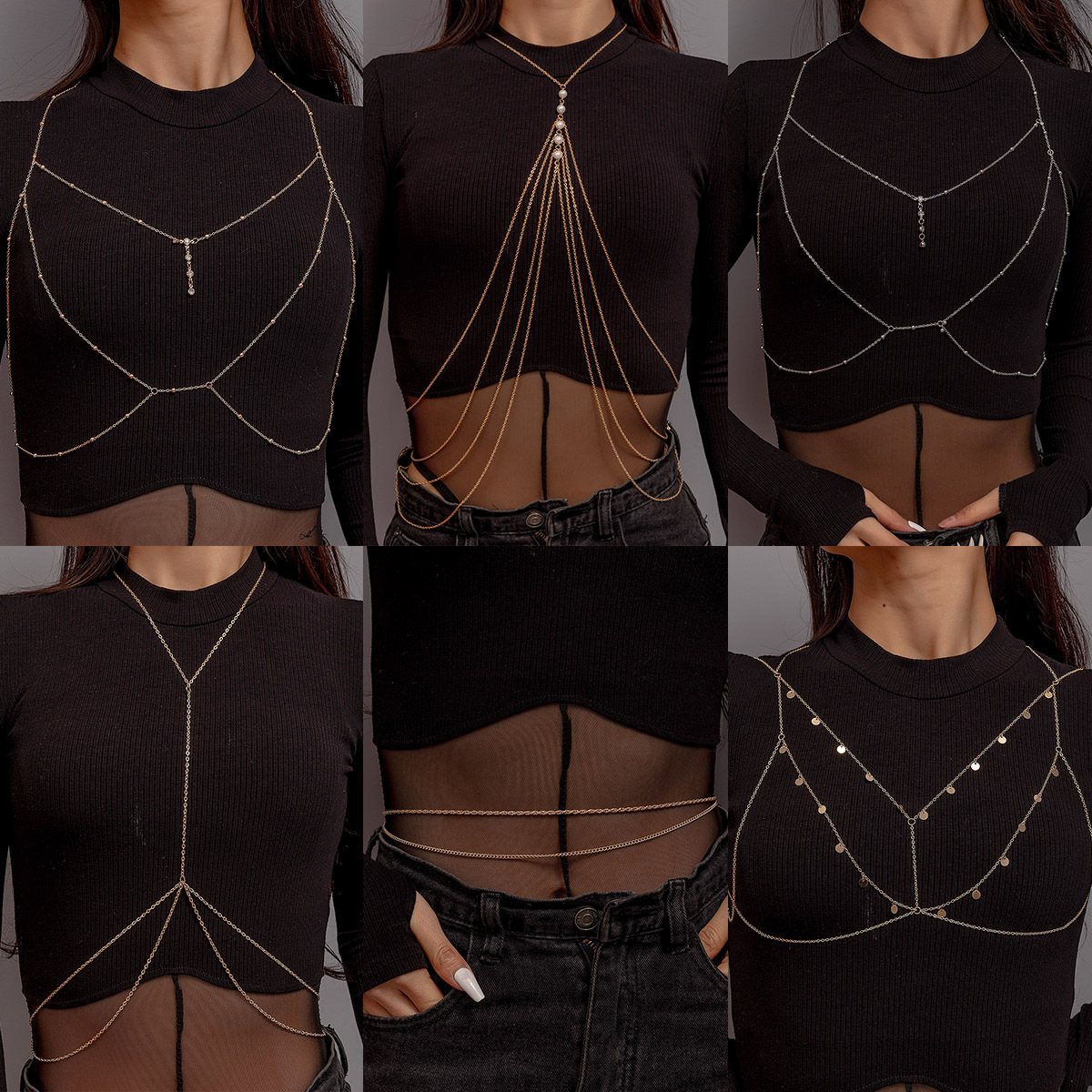 Nordic Style Solid Color Alloy Irregular Plating Gold Plated Women's Body Chain display picture 1