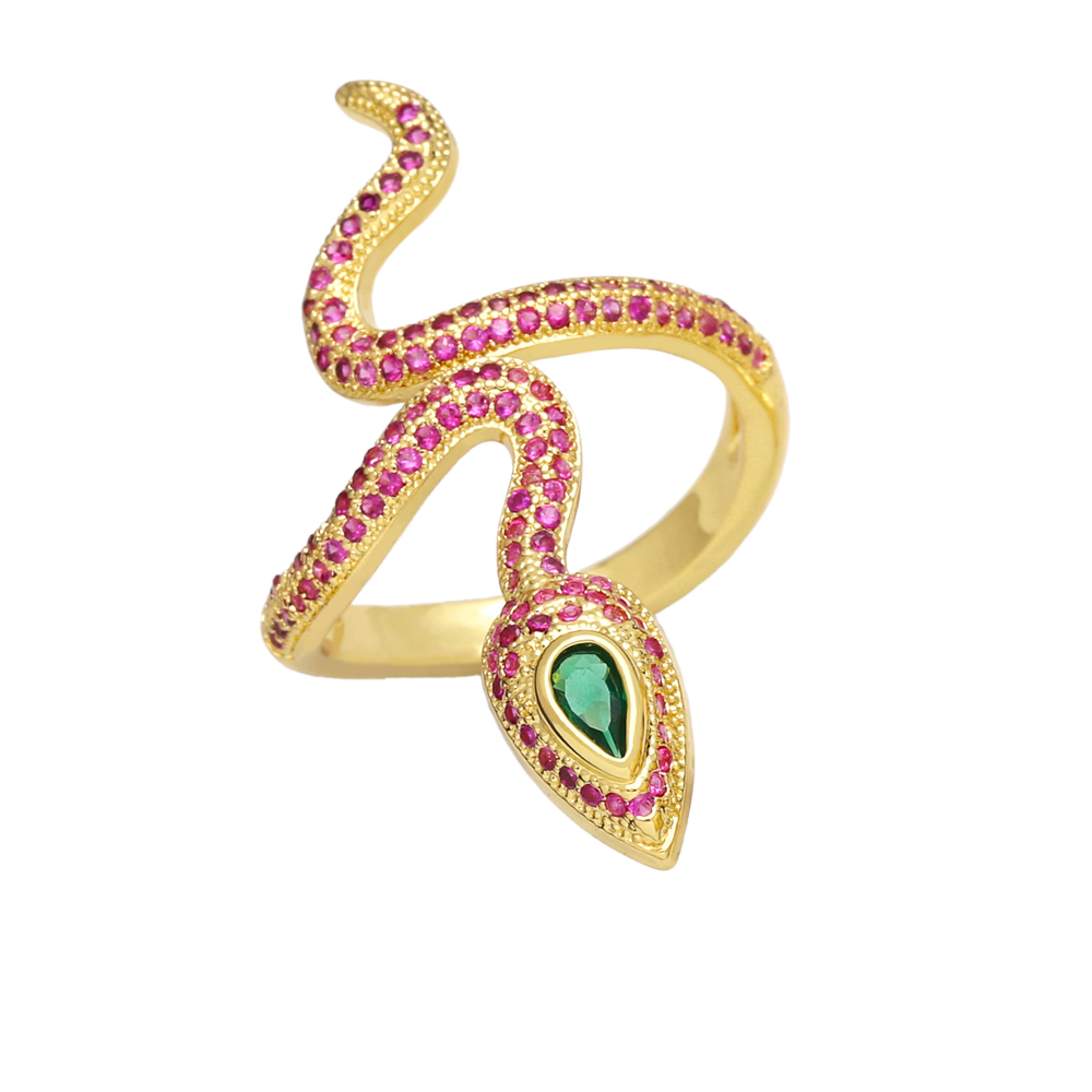 Hip-hop Snake Copper 18k Gold Plated Zircon Open Ring In Bulk display picture 3