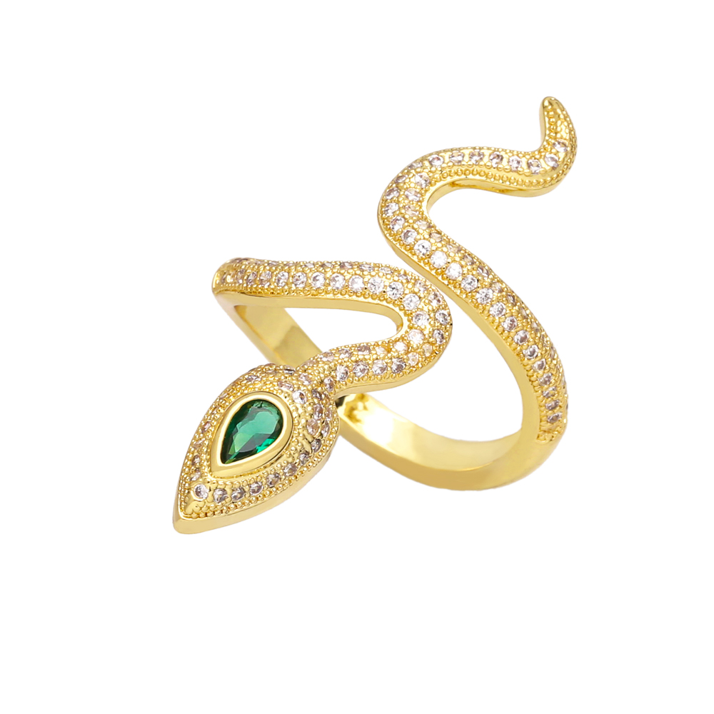 Hip-hop Snake Copper 18k Gold Plated Zircon Open Ring In Bulk display picture 4
