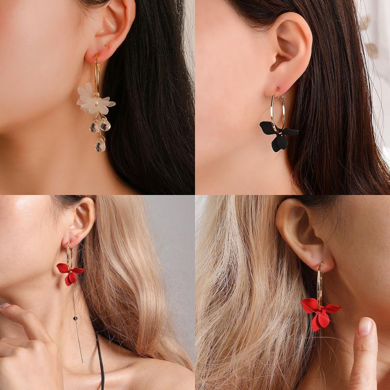 Exaggerated Modern Style Flower Metal Copper Plating Inlay Acrylic Crystal Pearl 18k Gold Plated Gold Plated Silver Plated Women's Drop Earrings Ear Studs display picture 4