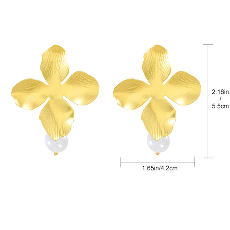 Exaggerated Modern Style Flower Metal Copper Plating Inlay Acrylic Crystal Pearl 18k Gold Plated Gold Plated Silver Plated Women's Drop Earrings Ear Studs display picture 7
