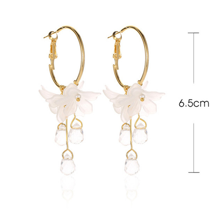 Exaggerated Modern Style Flower Metal Copper Plating Inlay Acrylic Crystal Pearl 18k Gold Plated Gold Plated Silver Plated Women's Drop Earrings Ear Studs display picture 9
