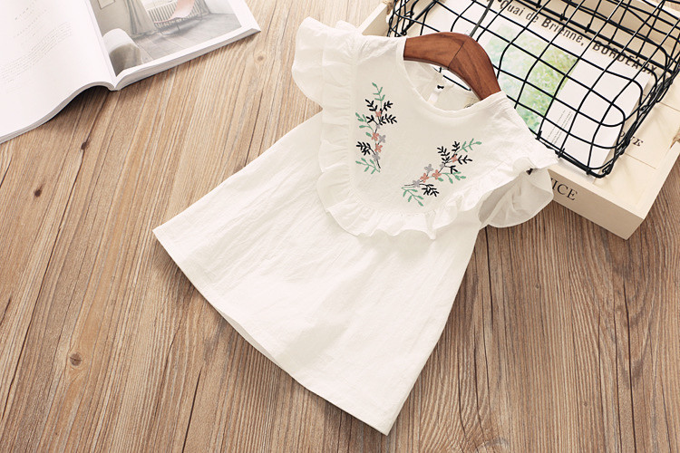 Casual Cute Simple Style Leaves Bow Knot Embroidery Lettuce Trim Cotton Girls Clothing Sets display picture 4