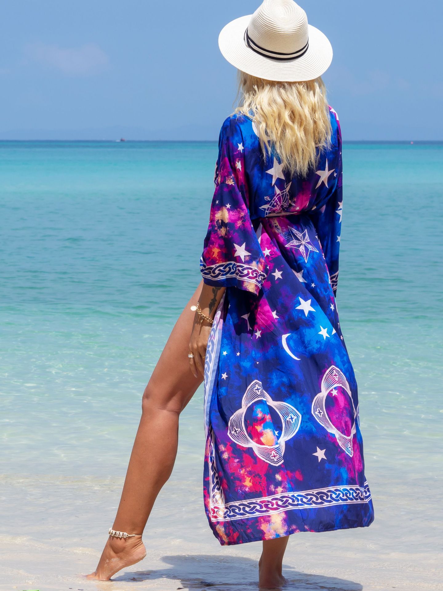New European And American Rayon Printed Cardigan Beach Skirt Bikini Blouse Swimsuit Outwear Sun Protection Clothing Seaside Vacation Skirt display picture 5