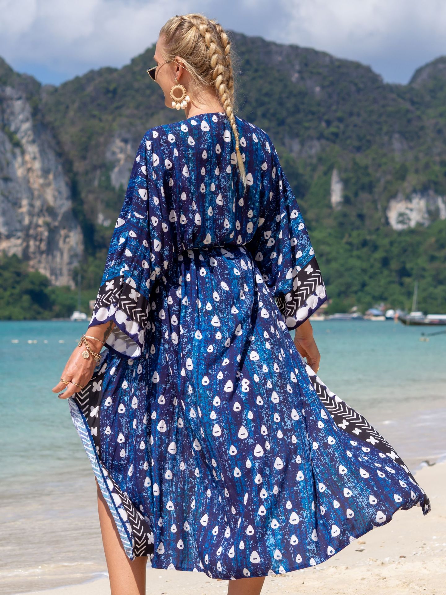 New European And American Rayon Printed Cardigan Beach Skirt Bikini Blouse Swimsuit Outwear Sun Protection Clothing Seaside Vacation Skirt display picture 44