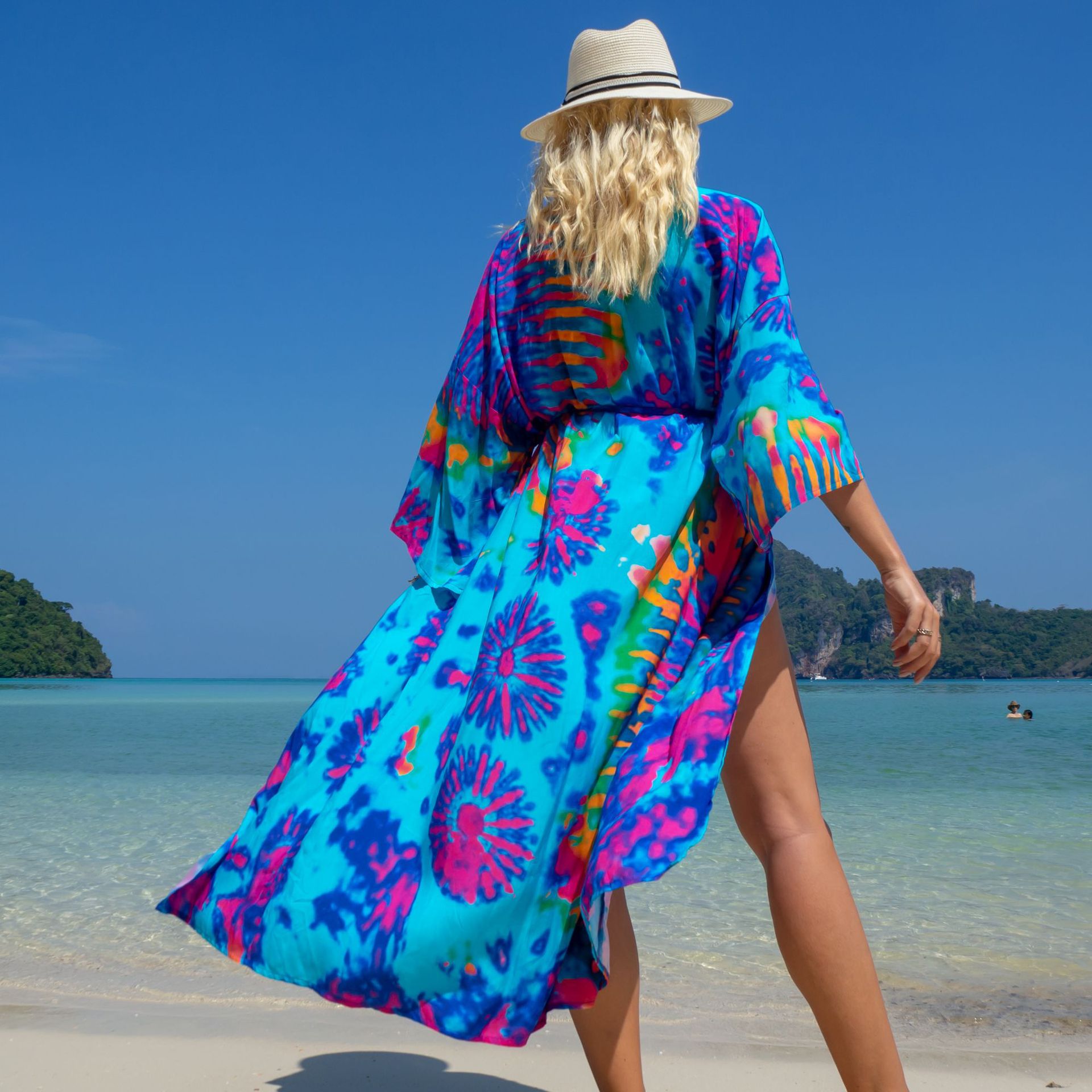 New European And American Rayon Printed Cardigan Beach Skirt Bikini Blouse Swimsuit Outwear Sun Protection Clothing Seaside Vacation Skirt display picture 67