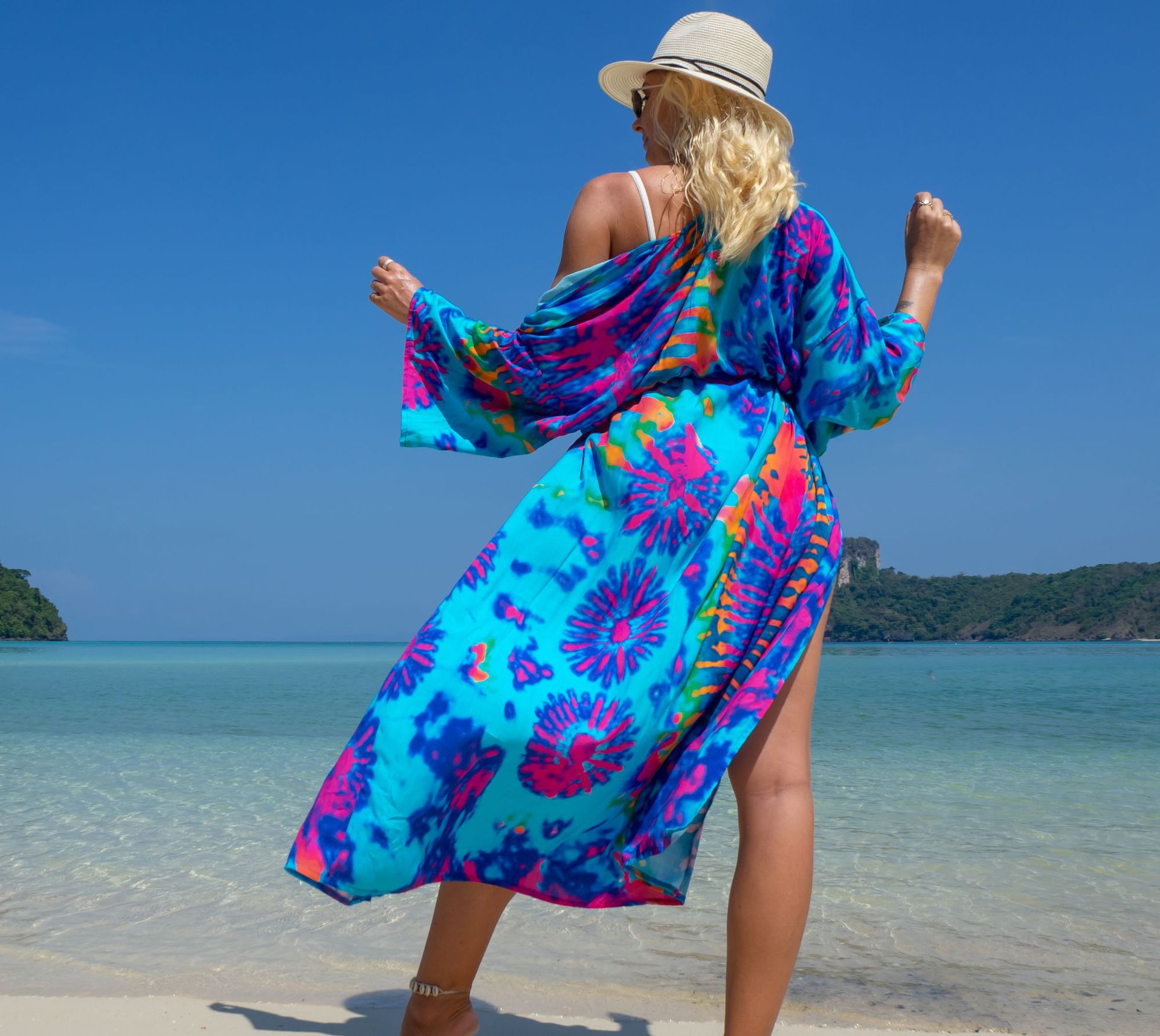 New European And American Rayon Printed Cardigan Beach Skirt Bikini Blouse Swimsuit Outwear Sun Protection Clothing Seaside Vacation Skirt display picture 69