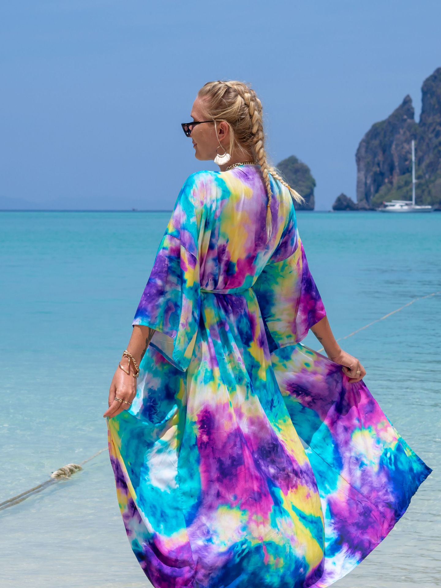 New European And American Rayon Printed Cardigan Beach Skirt Bikini Blouse Swimsuit Outwear Sun Protection Clothing Seaside Vacation Skirt display picture 100