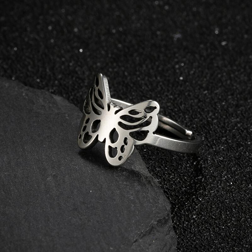 Simple Style Butterfly Stainless Steel Rings display picture 3