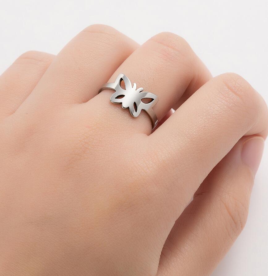 Simple Style Butterfly Stainless Steel Rings display picture 14