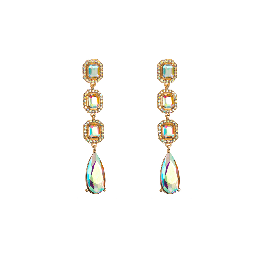 Elegant Baroque Style Square Water Droplets Alloy Plating Inlay Rhinestones Glass Gold Plated Silver Plated Women's Drop Earrings display picture 11