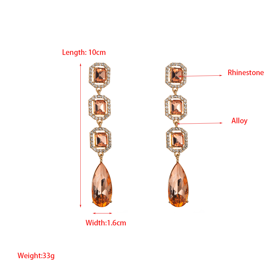 Elegant Baroque Style Square Water Droplets Alloy Plating Inlay Rhinestones Glass Gold Plated Silver Plated Women's Drop Earrings display picture 1