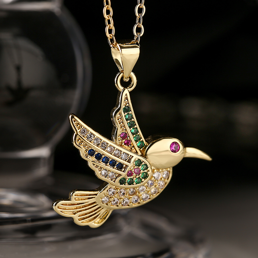 Simple Style Commute Bird Copper 18k Gold Plated Zircon Pendant Necklace In Bulk display picture 7