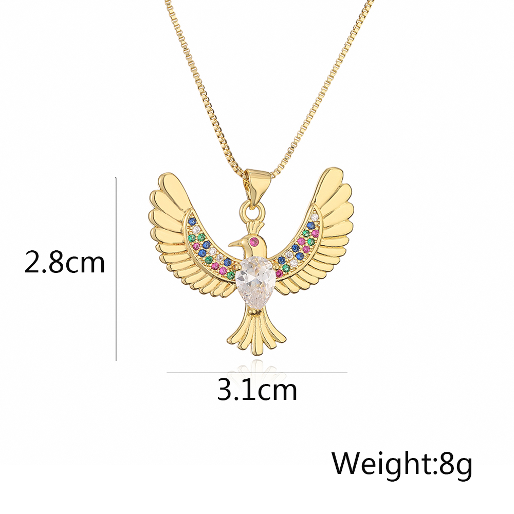 Simple Style Commute Bird Copper 18k Gold Plated Zircon Pendant Necklace In Bulk display picture 1