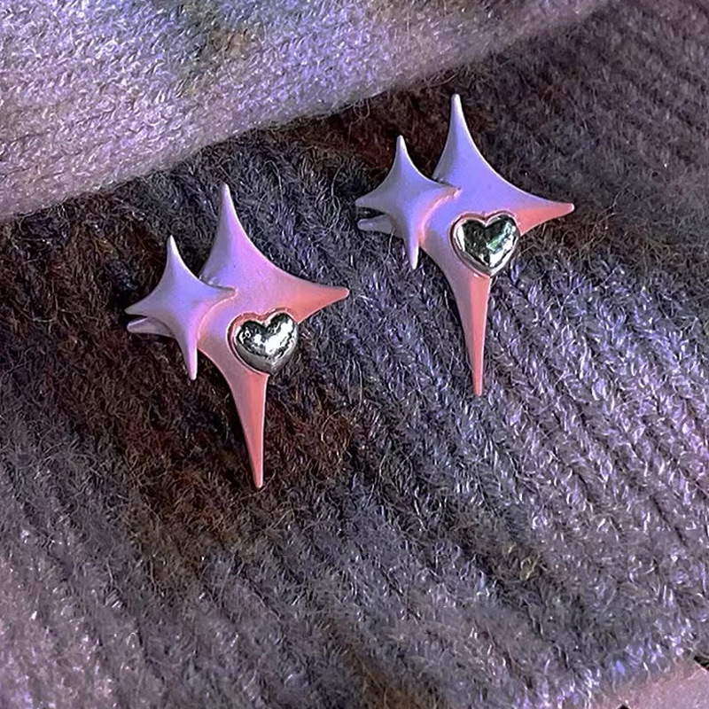 Y2k Cool Style Star Heart Forme Alliage Femmes Clous D'oreille display picture 4