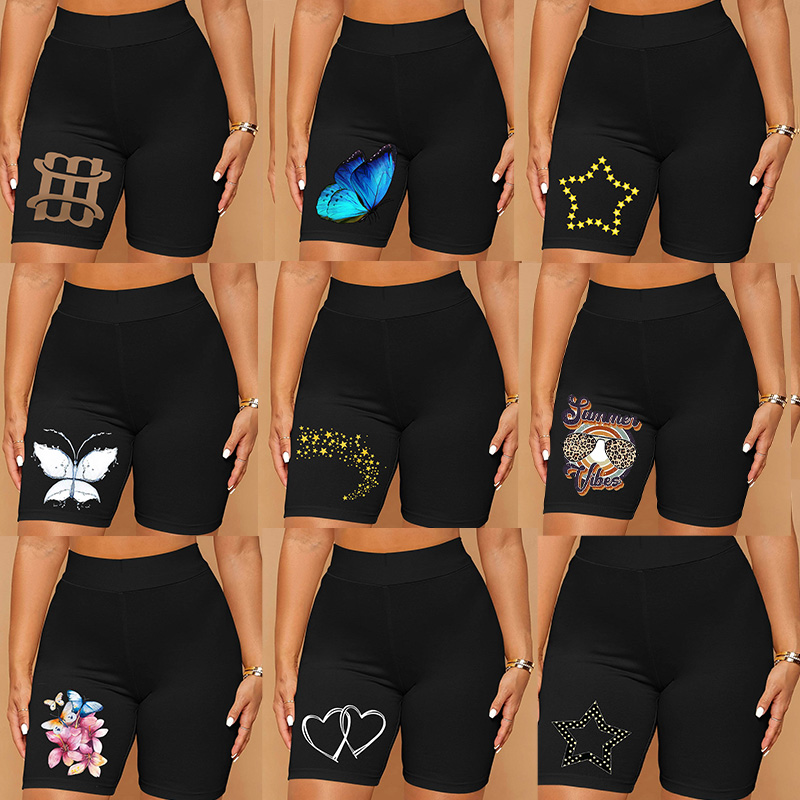 Women's Daily Sports Casual Sports Letter Star Heart Shape Shorts Printing Leggings display picture 9