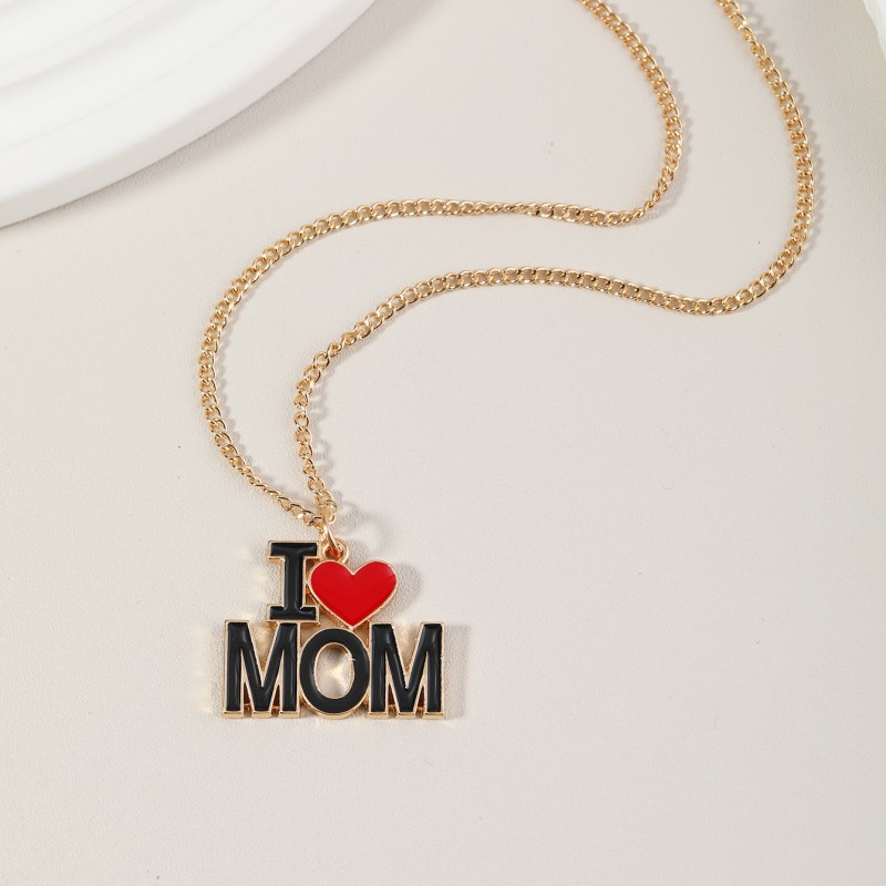 مجوهرات بالجملة ماما رسالة شكل القلب سبيكة أكريليك قلادة قلادة display picture 2