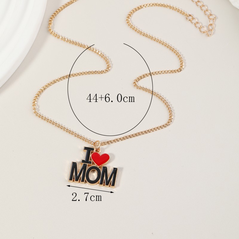 Wholesale Jewelry Mama Letter Heart Shape Alloy Acrylic Pendant Necklace display picture 4