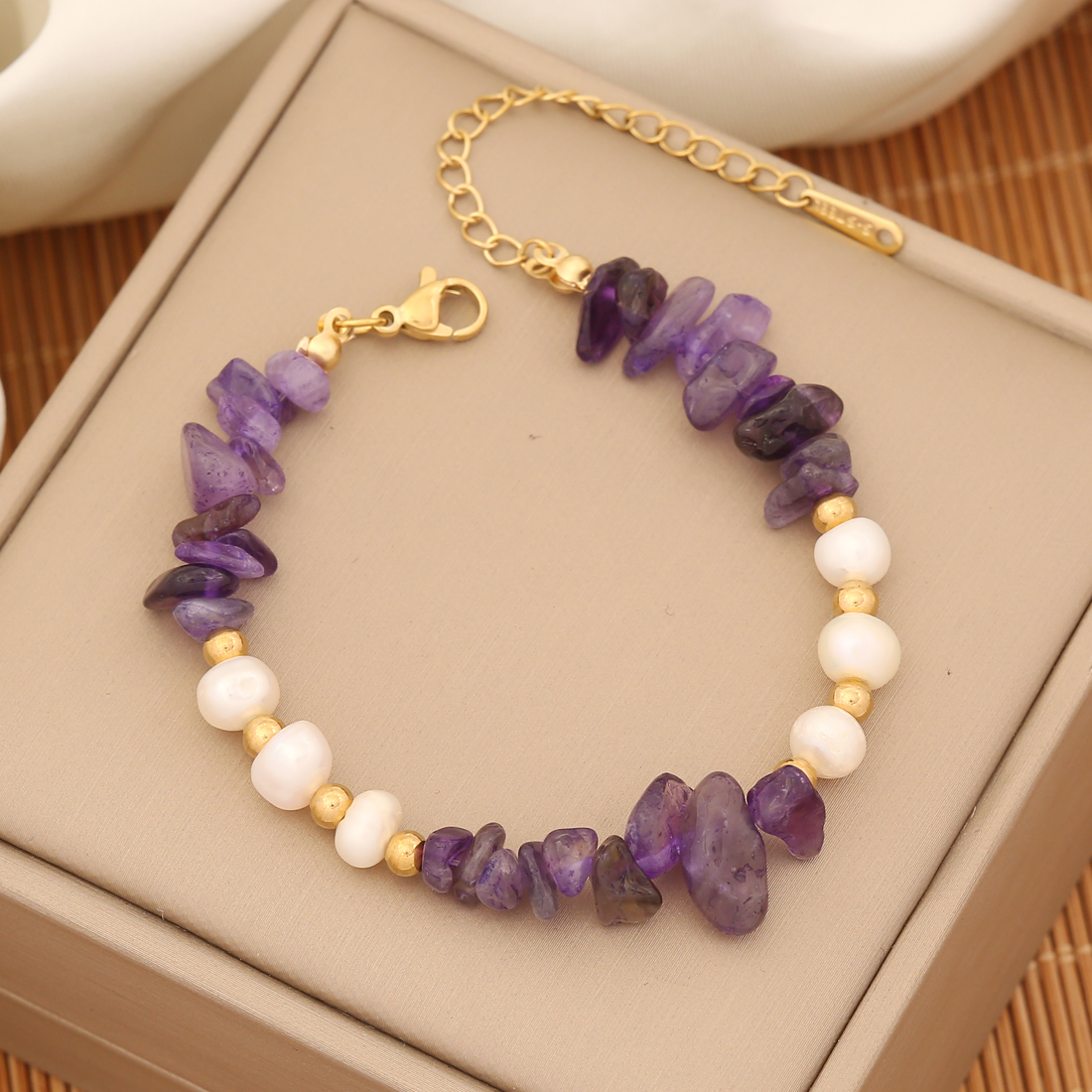 INS Style Commute Irregular Stainless Steel Imitation Pearl Natural Stone 18K Gold Plated Bracelets In Bulk display picture 8