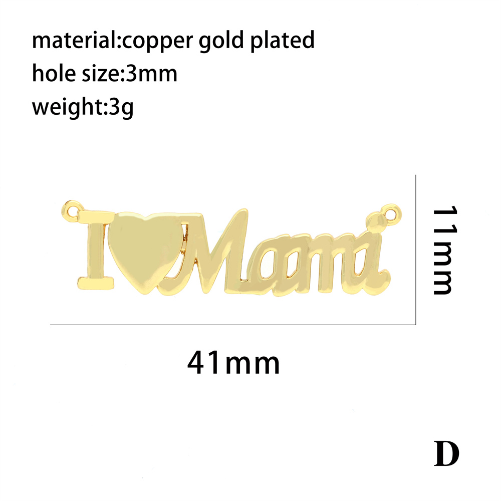 Ins Style Mama Shiny Letter Palm Heart Shape Gold Plated Zircon Copper Wholesale Pendants display picture 11