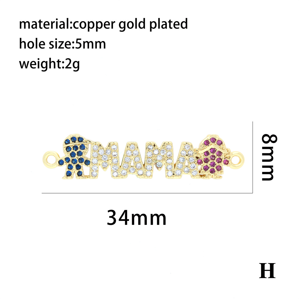 Ins-stil Mama Glänzend Brief Palme Herzform Vergoldet Zirkon Kupfer Großhandel Anhänger display picture 13