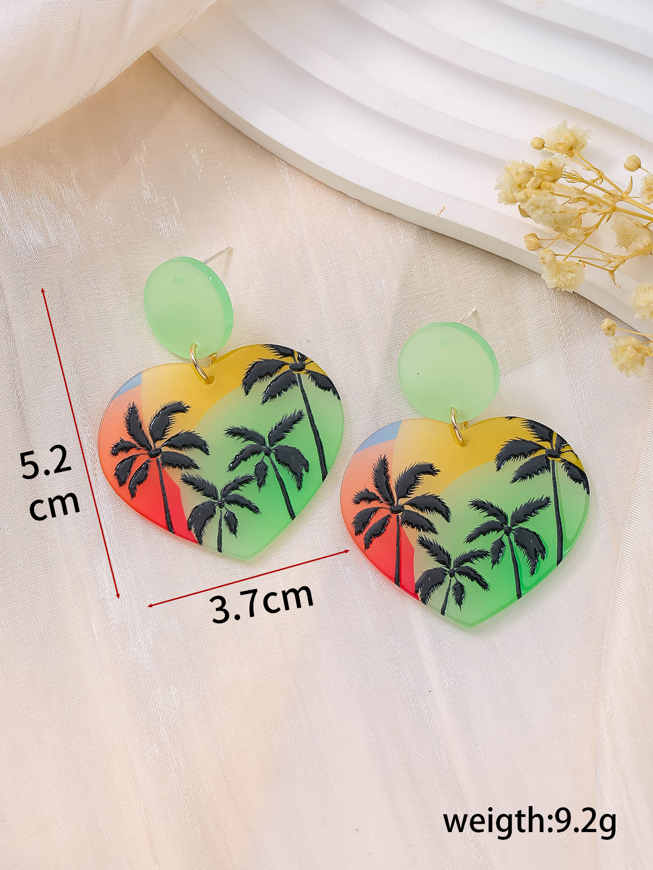 Vacation Clouds Plant Flower Arylic Printing Women's Drop Earrings display picture 2