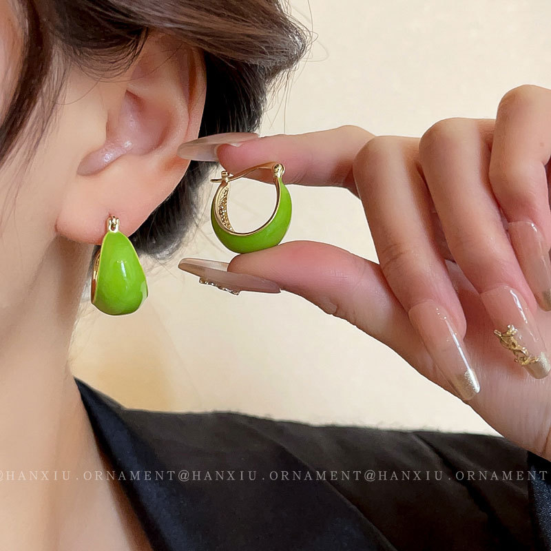 Basic Solid Color Alloy Enamel Women's Hoop Earrings display picture 3