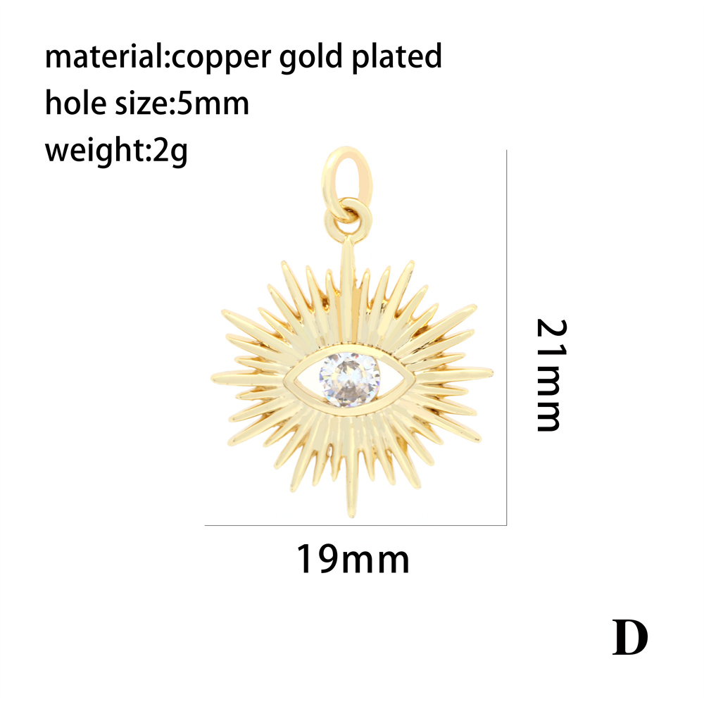 Ins Style Simple Style Devil's Eye Heart Shape Gold Plated Zircon Copper Wholesale Pendants display picture 9