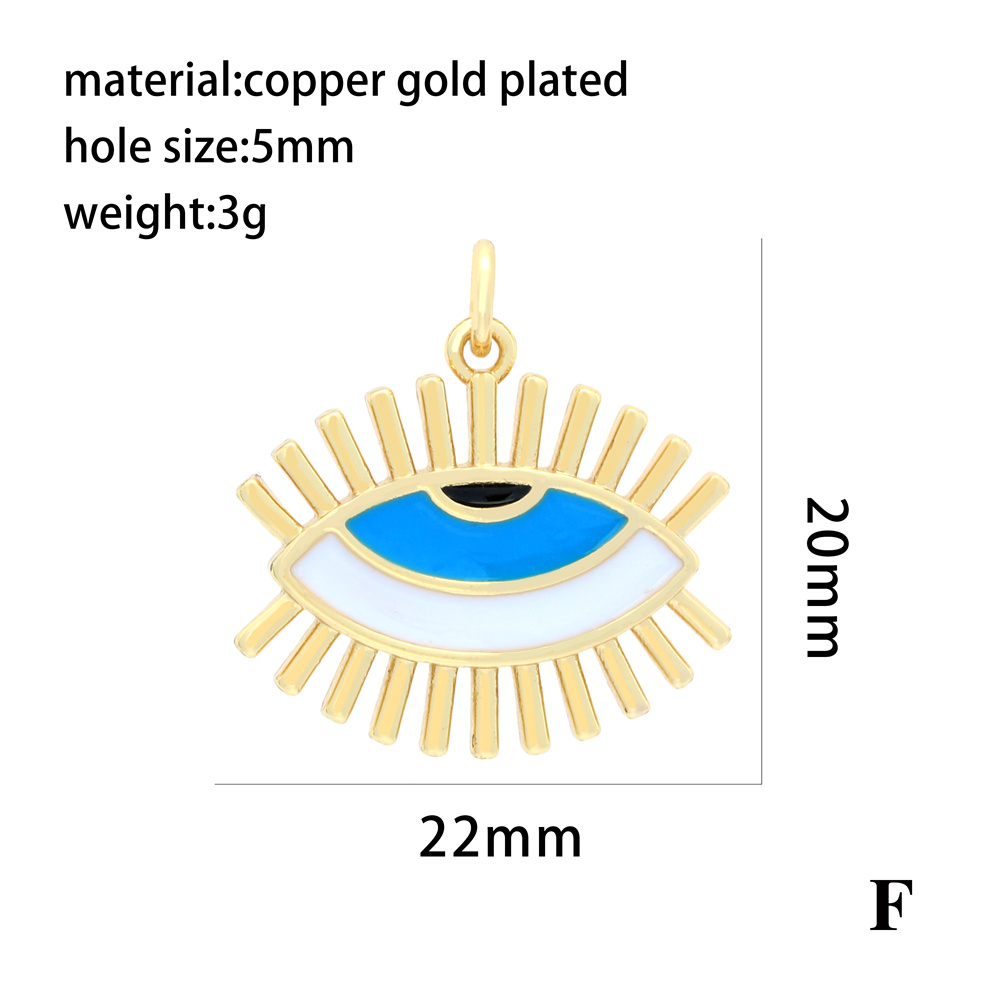 Ins Style Simple Style Devil's Eye Heart Shape Gold Plated Zircon Copper Wholesale Pendants display picture 11