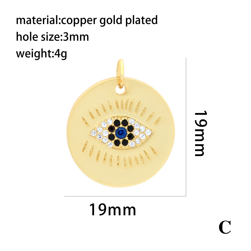 Ins Style Simple Style Devil's Eye Heart Shape Gold Plated Zircon Copper Wholesale Pendants display picture 8
