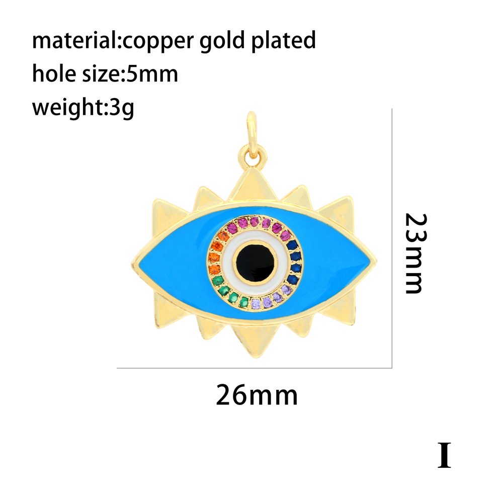 Ins Style Simple Style Devil's Eye Heart Shape Gold Plated Zircon Copper Wholesale Pendants display picture 13