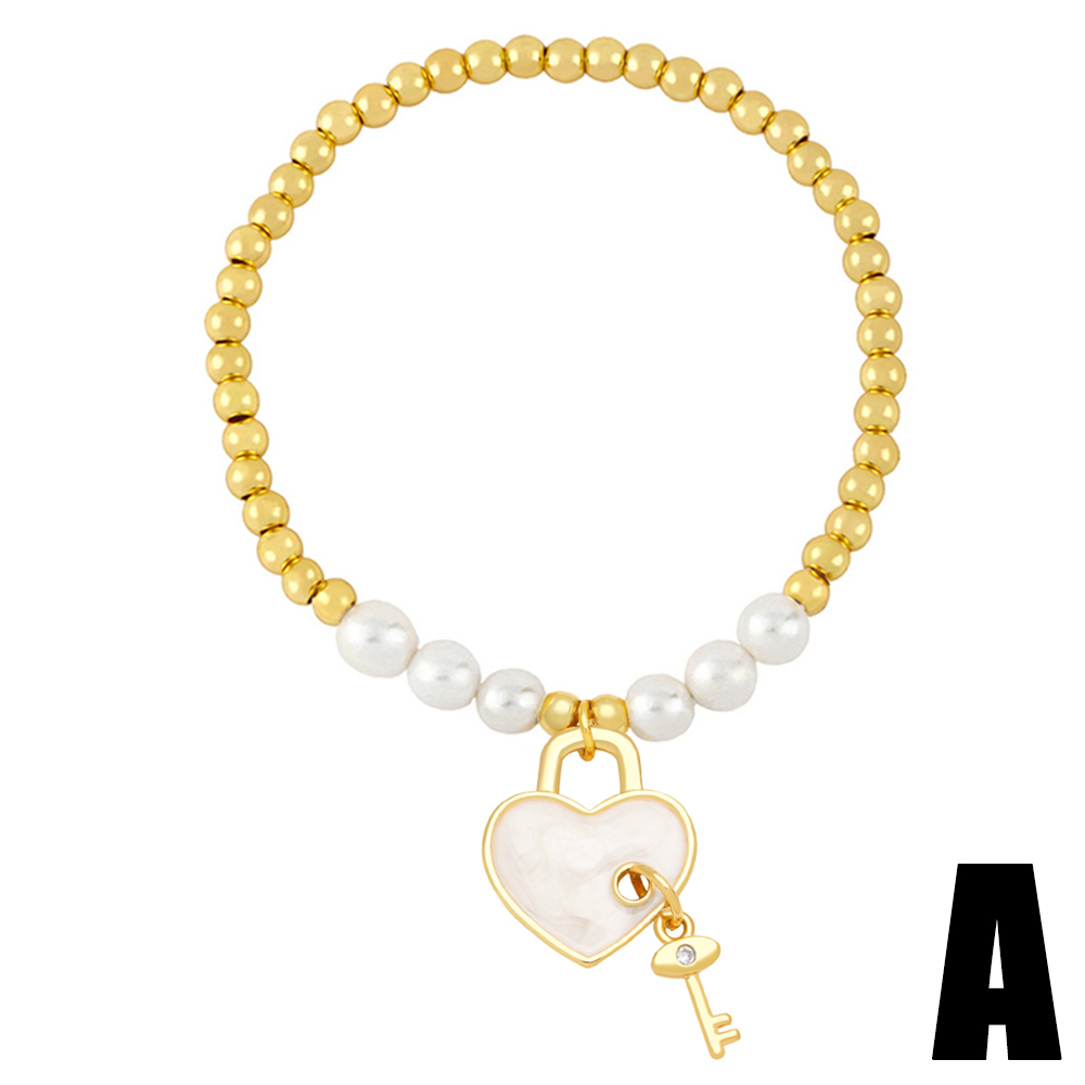 Moderner Stil Herzform Zirkon Barocke Perlen Kupfer Großhandel Armbänder display picture 3